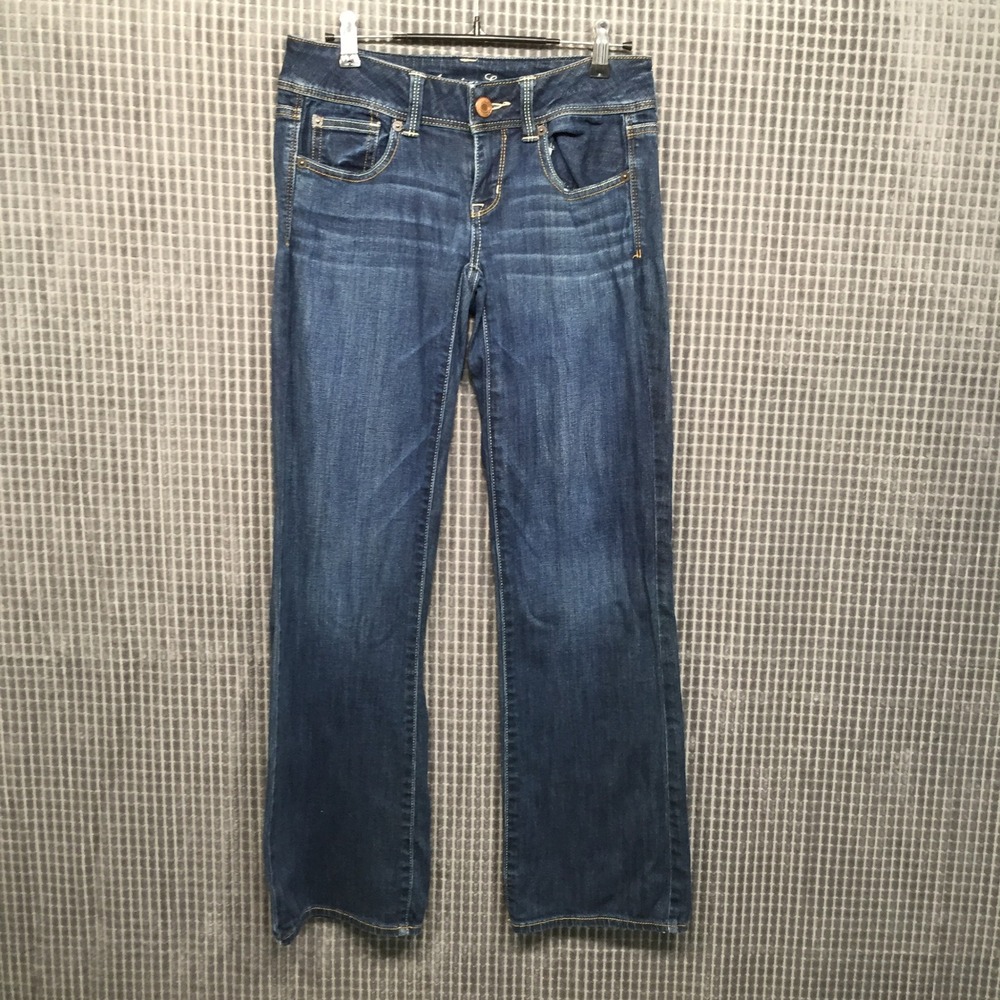 American Eagle Womens Slim Boot Jeans Stretch Size 4 Short Dark Wash Blue